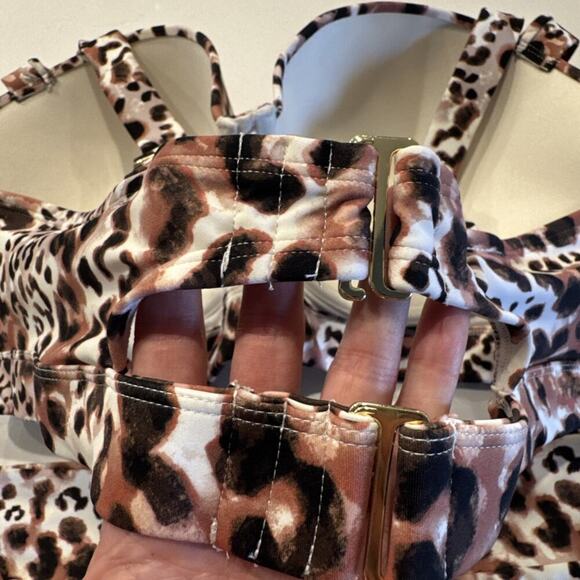 Time And Tru Women’s Plus 2X Leopard Print Underwire Bikini Top Bottom Set Boho - Picture 5 of 6